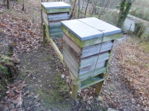 Type 3 hive stand with bank dug out behind the hives
